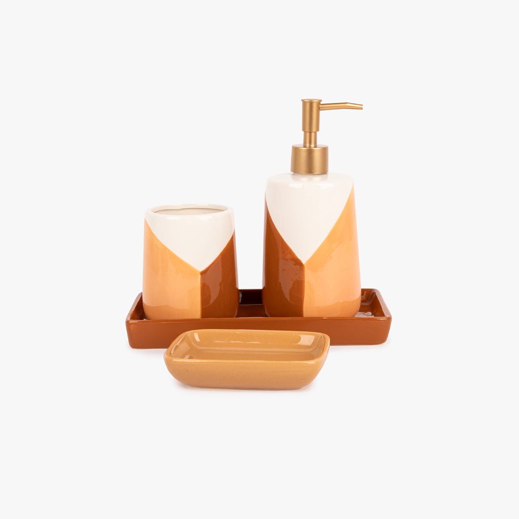 Tabuleiro de Banho em Cerâmica Creme e Tijolo SIXTIES - Gato Preto