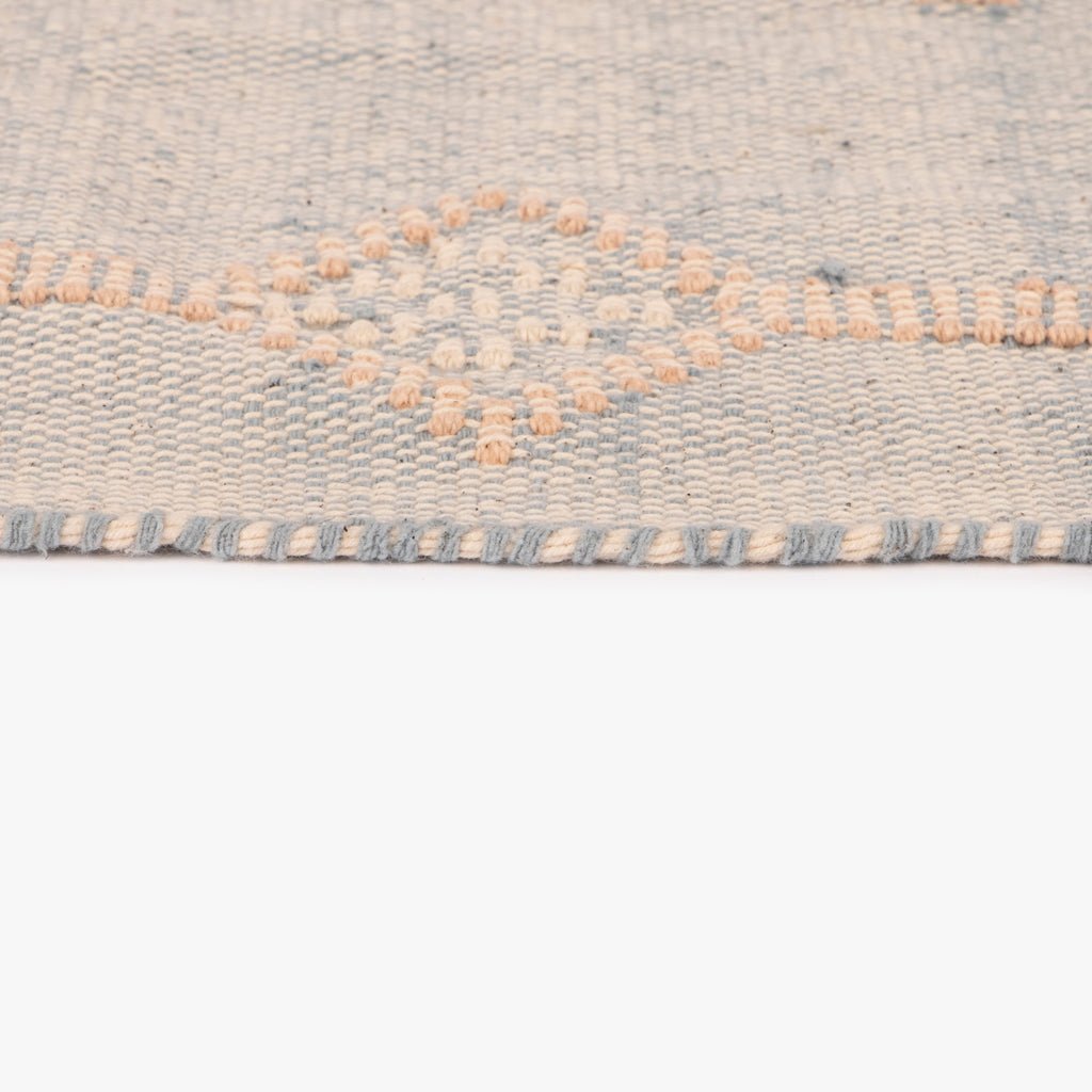 Tapete Algodão Azul e Bege 200x300 BENAGIL - Gato Preto