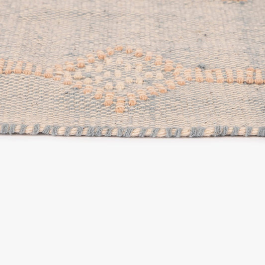 Tapete Algodão Azul e Bege 200x300 BENAGIL - Gato Preto