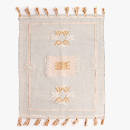 Tapete Algodão Azul e Bege 200x300 BENAGIL - Gato Preto