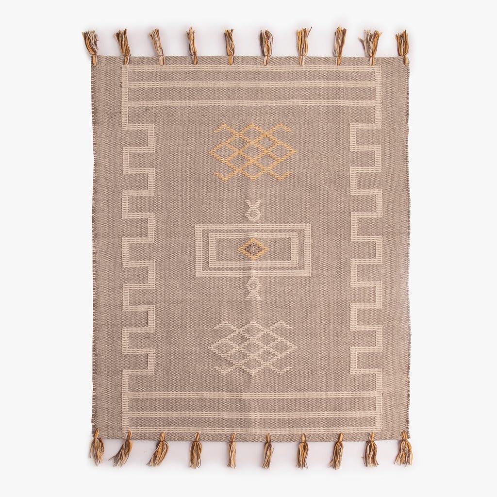 Tapete Algodão Castanho e Bege 200x300 BENAGIL - Gato Preto