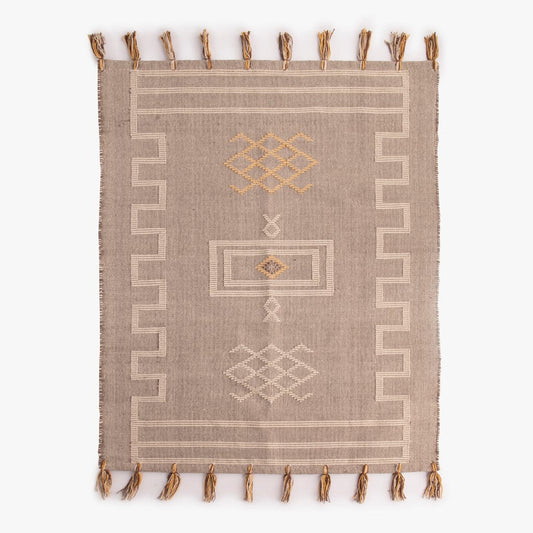 Tapete Algodão Castanho e Bege 200x300 BENAGIL - Gato Preto