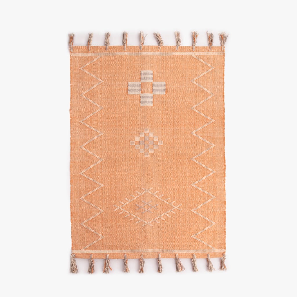 Tapete Algodão Laranja e Bege 140x200 BENAGIL - Gato Preto