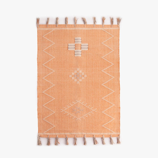 Tapete Algodão Laranja e Bege 140x200 BENAGIL - Gato Preto