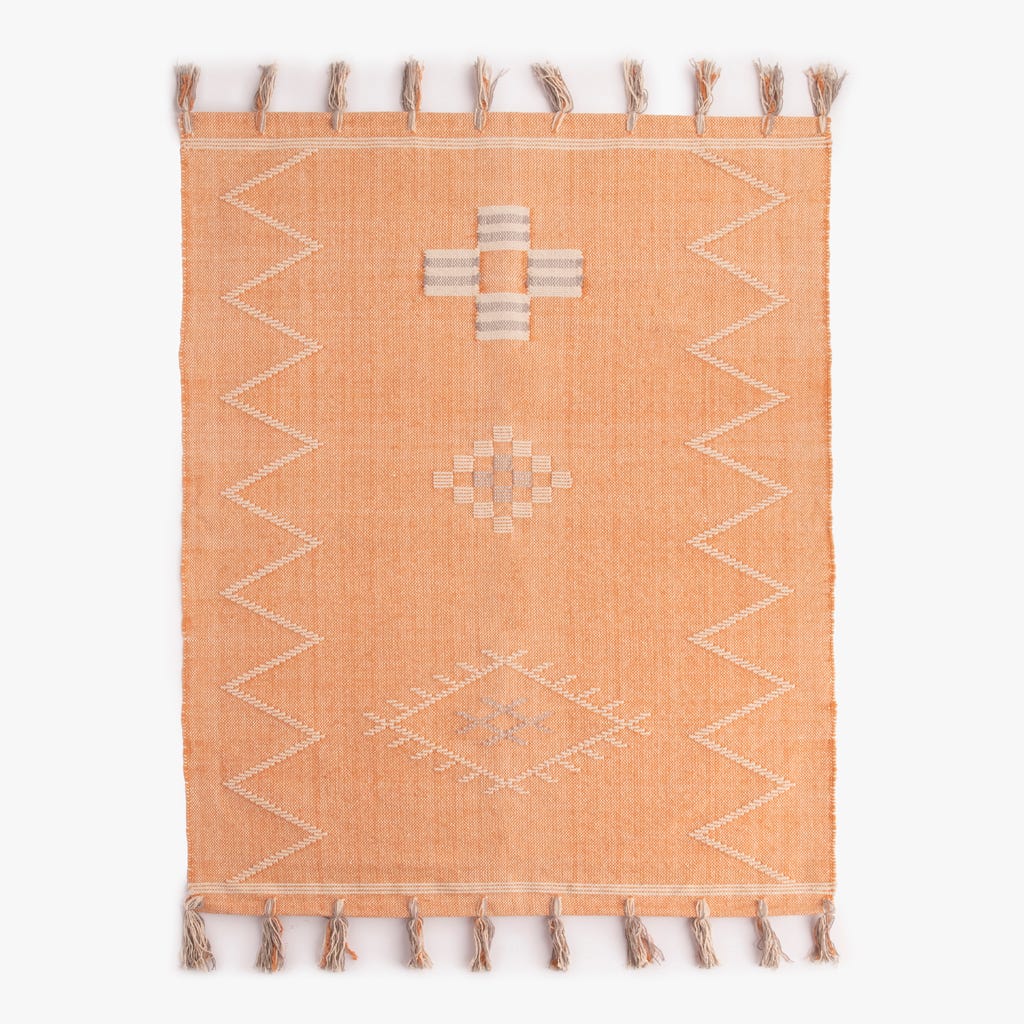 Tapete Algodão Laranja e Bege 200x300 BENAGIL - Gato Preto