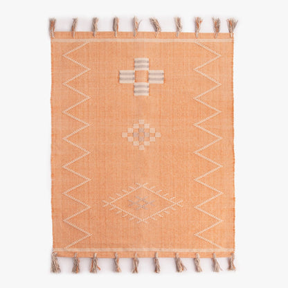 Tapete Algodão Laranja e Bege 200x300 BENAGIL - Gato Preto