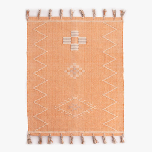 Tapete Algodão Laranja e Bege 200x300 BENAGIL - Gato Preto