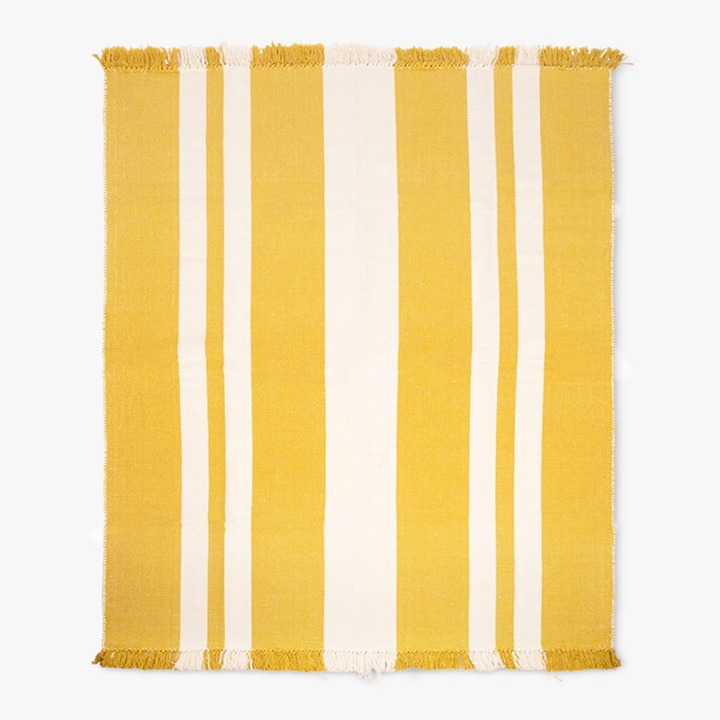 Tapete algodão riscas amarelo/bege 140x200cm BALAT - Gato Preto