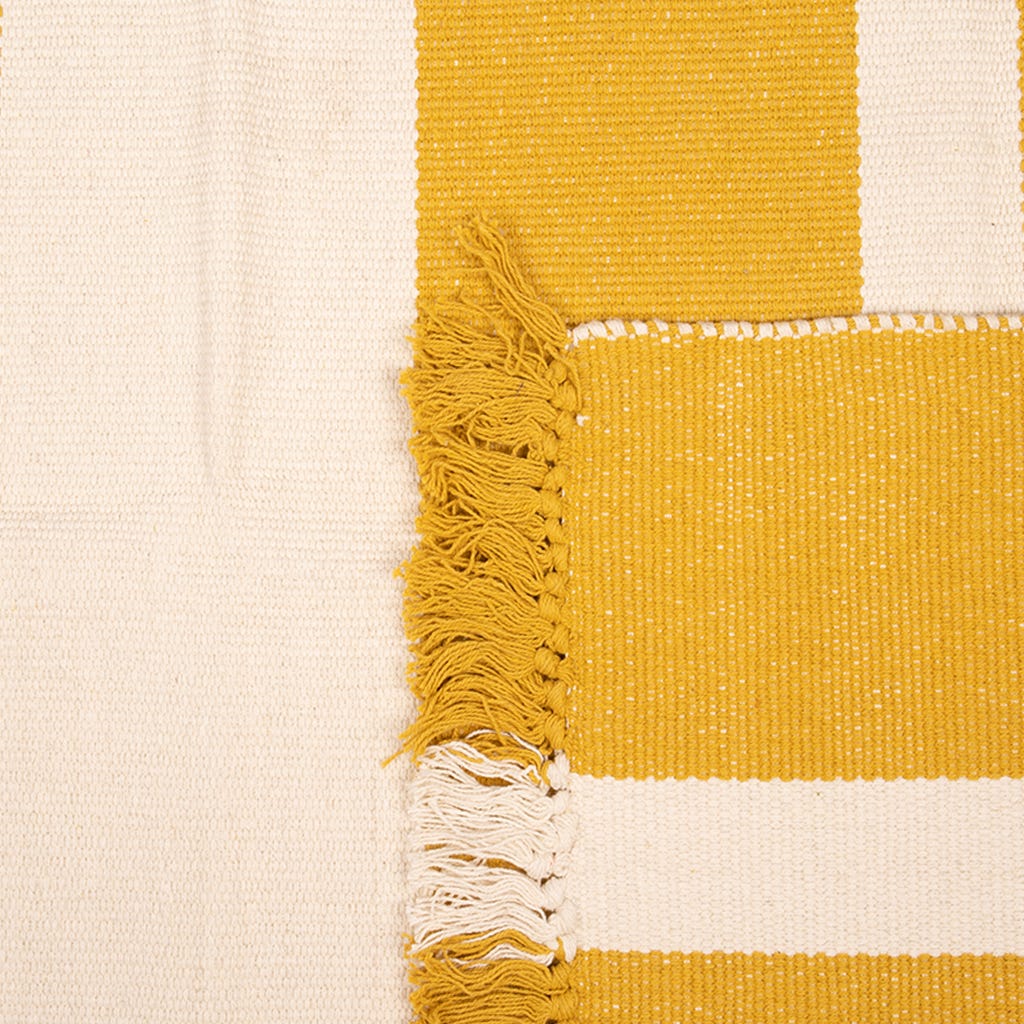 Tapete algodão riscas amarelo/bege 140x200cm BALAT - Gato Preto