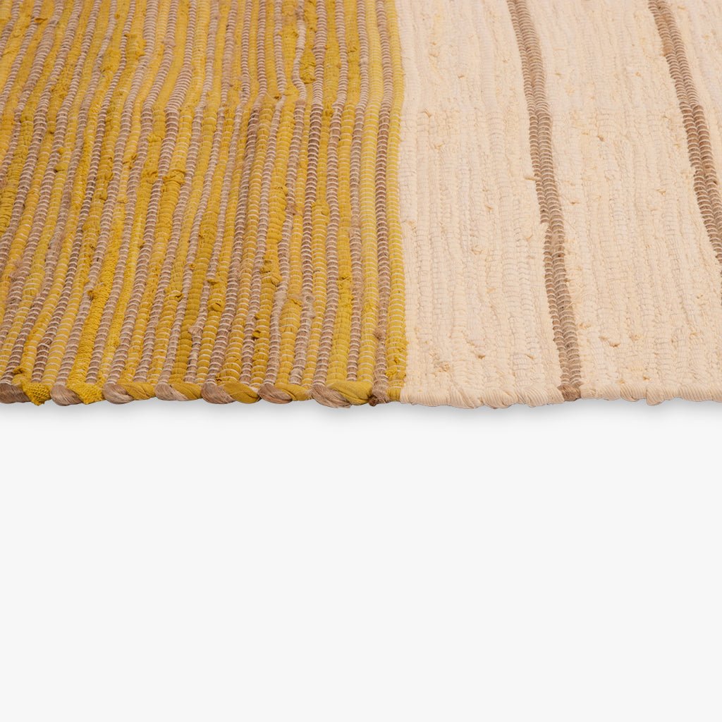 Tapete de Algodão e Juta Bege e Amarelo 120x180 BLIDA - Gato Preto