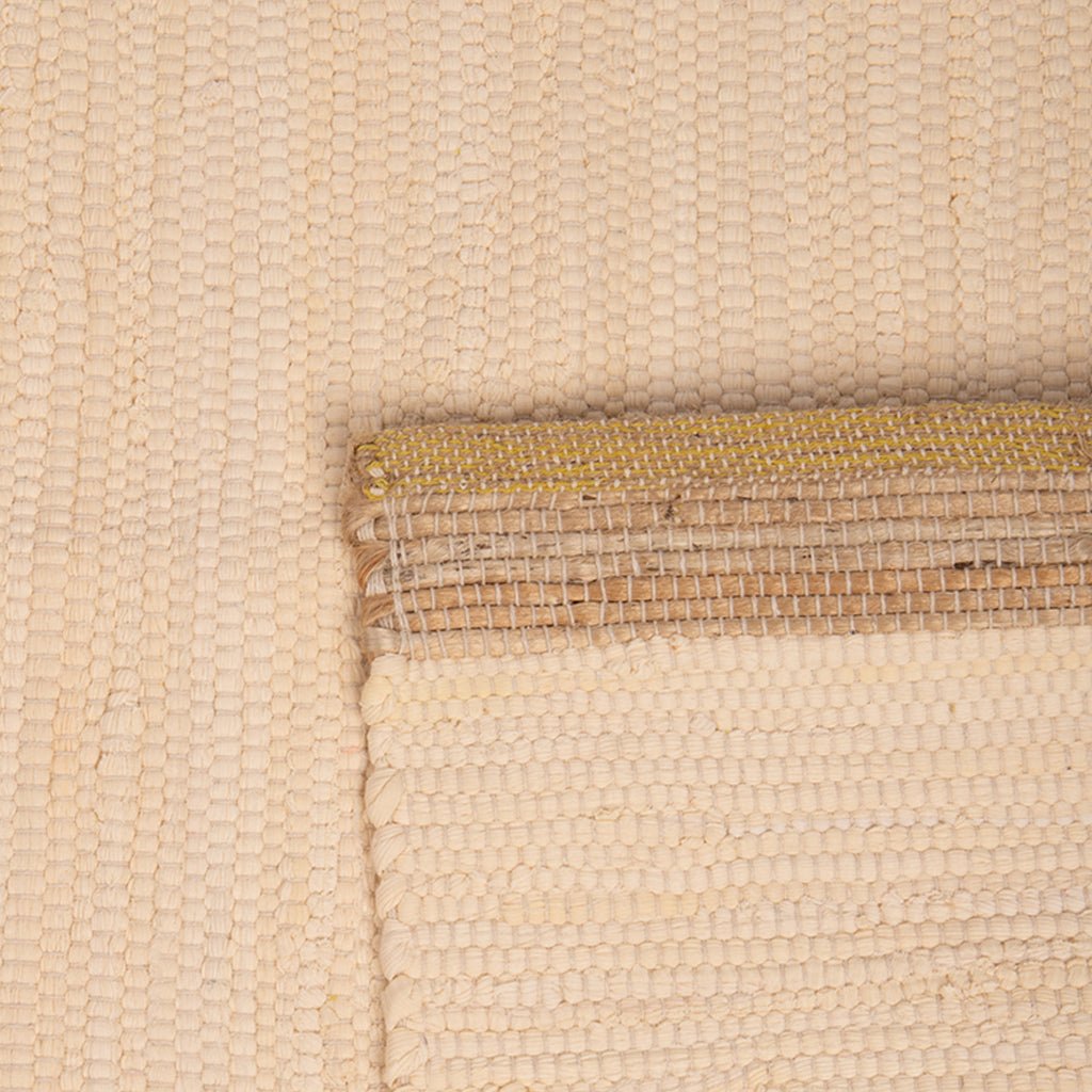 Tapete de Algodão e Juta Bege e Amarelo 120x180 BLIDA - Gato Preto