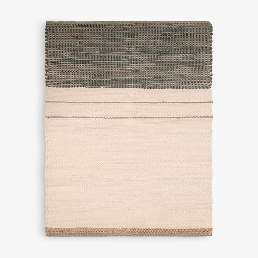 Tapete de Algodão e Juta Bege e Azul 120x180 BLIDA - Gato Preto