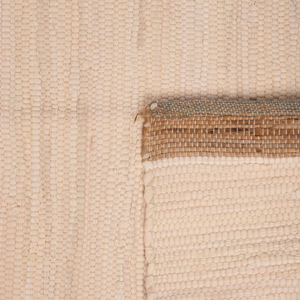 Tapete de Algodão e Juta Bege e Azul 120x180 BLIDA - Gato Preto