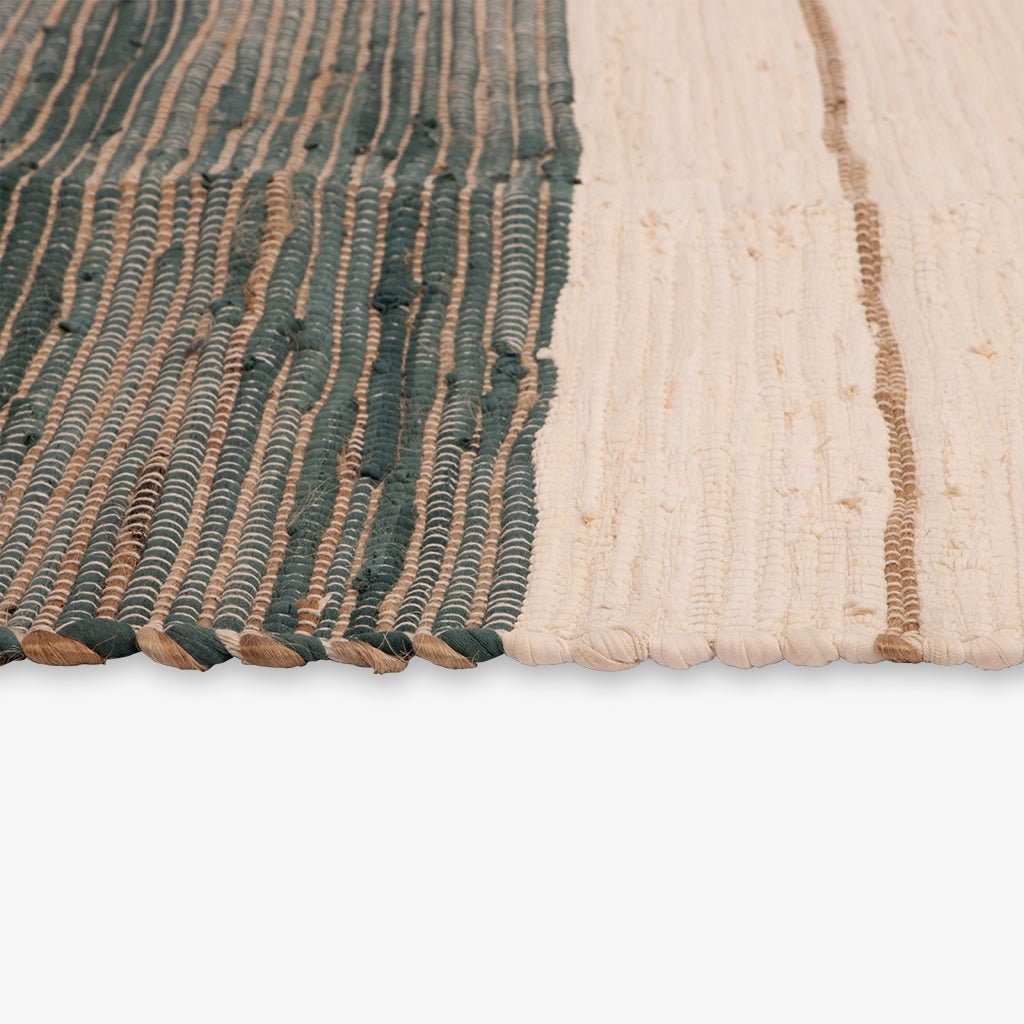 Tapete de Algodão e Juta Bege e Azul 120x180 BLIDA - Gato Preto