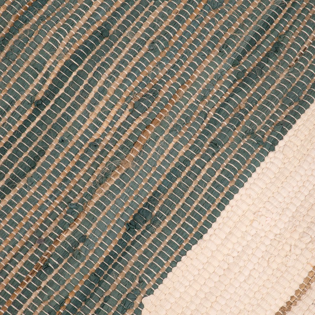 Tapete de Algodão e Juta Bege e Azul 120x180 BLIDA - Gato Preto