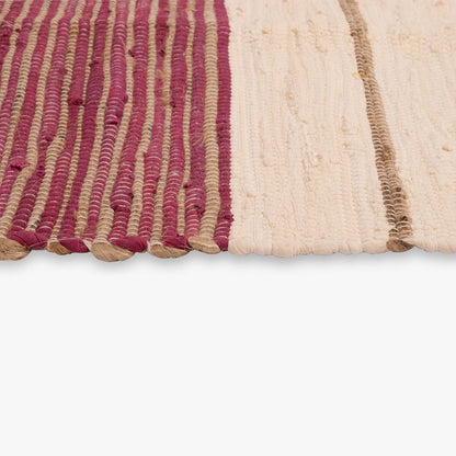 Tapete de Algodão e Juta Bege e Rosa 120x180 BLIDA - Gato Preto