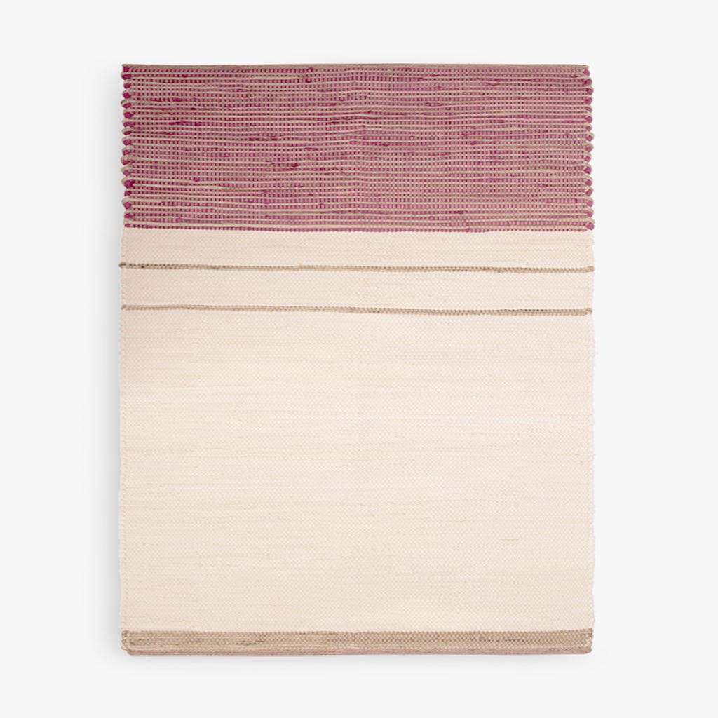 Tapete de Algodão e Juta Bege e Rosa 120x180 BLIDA - Gato Preto