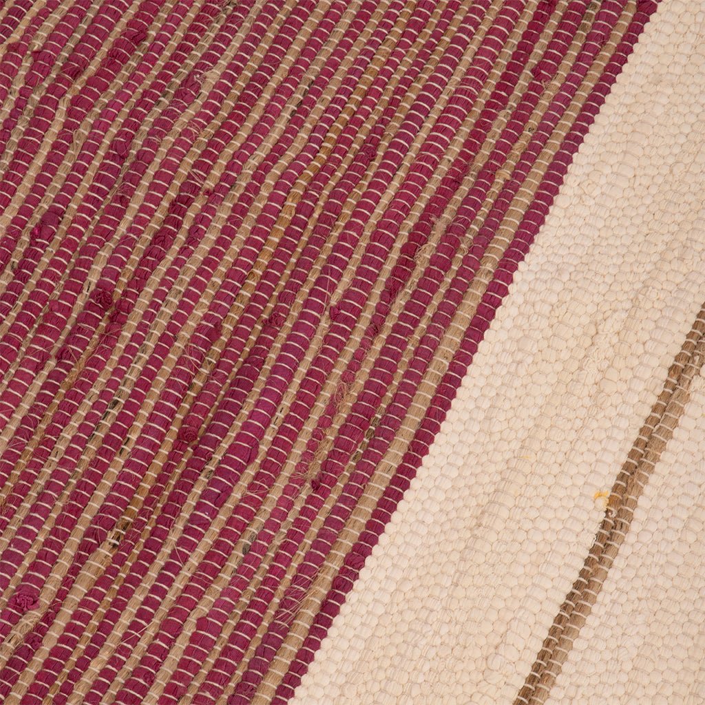 Tapete de Algodão e Juta Bege e Rosa 120x180 BLIDA - Gato Preto