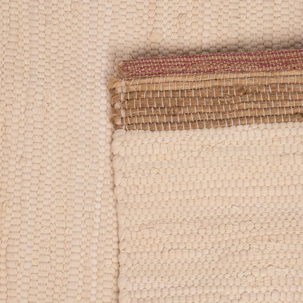 Tapete de Algodão e Juta Bege e Rosa 120x180 BLIDA - Gato Preto