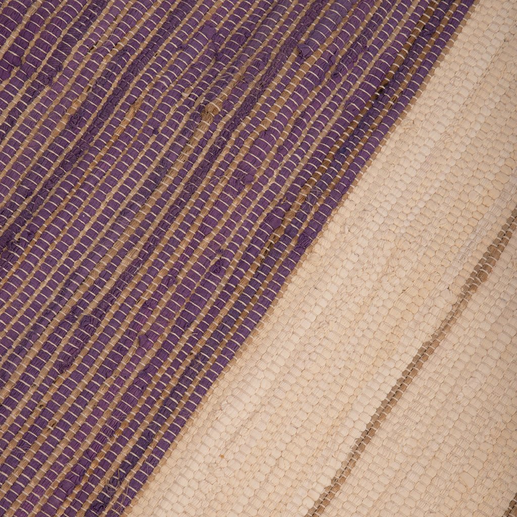Tapete de Algodão e Juta Bege e Roxo 120x180 BLIDA - Gato Preto