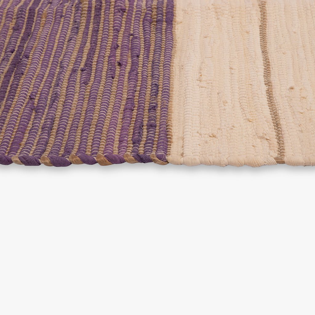 Tapete de Algodão e Juta Bege e Roxo 70x150 BLIDA - Gato Preto