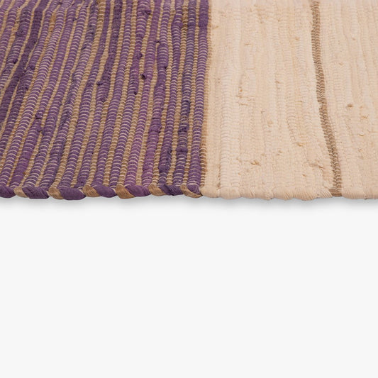 Tapete de Algodão e Juta Bege e Roxo 70x150 BLIDA - Gato Preto
