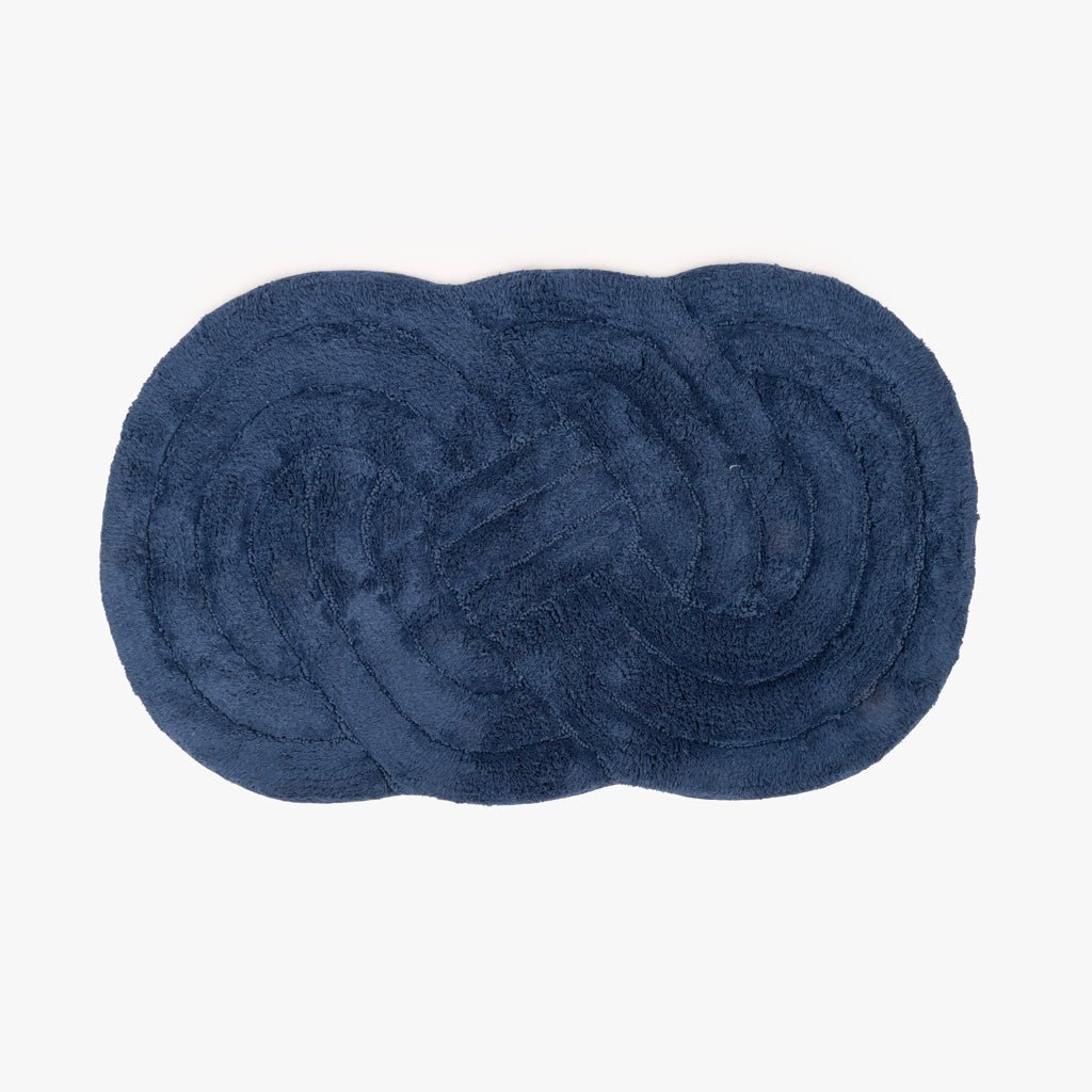 Tapete de Casa de Banho Algodão Azul Entrelaçado CORAL - Gato Preto