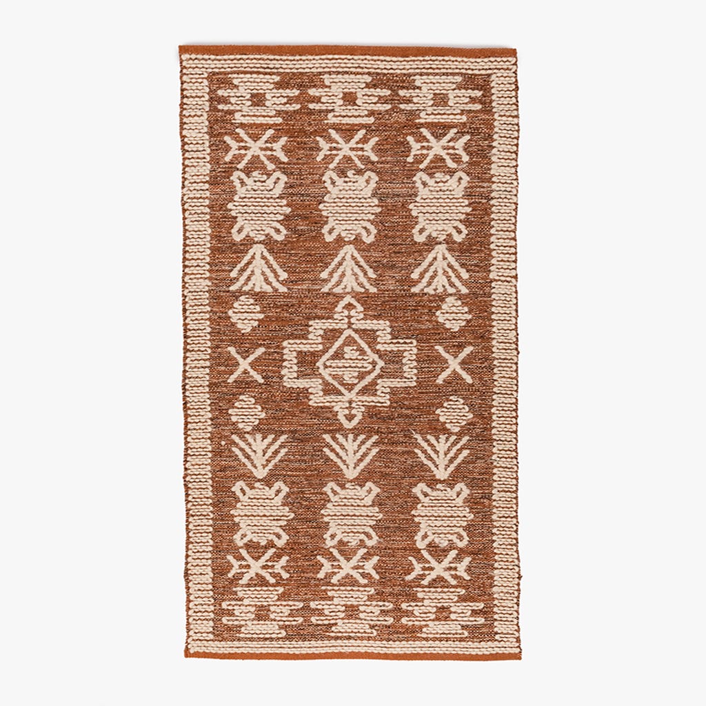 Tapete Lã e Algodão Tribal Natural 70x150 CLARE - Gato Preto
