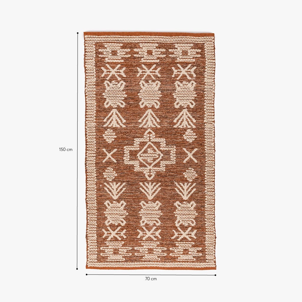Tapete Lã e Algodão Tribal Natural 70x150 CLARE - Gato Preto