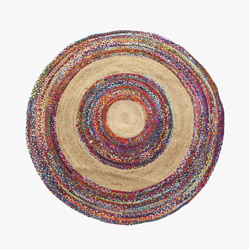 Tapete Redondo Círculos Coloridos em Algodão e Juta OAXACA - Gato Preto