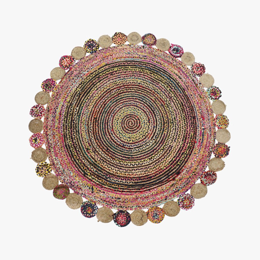 Tapete Redondo Círculos em Algodão e Juta OAXACA - Gato Preto