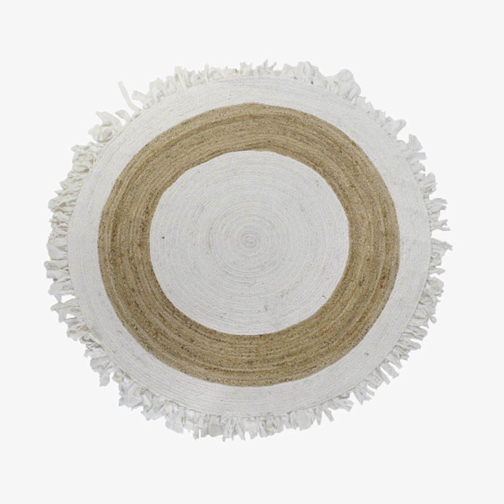 Tapete Redondo em Algodão e Juta com franjas OAXACA - Gato Preto