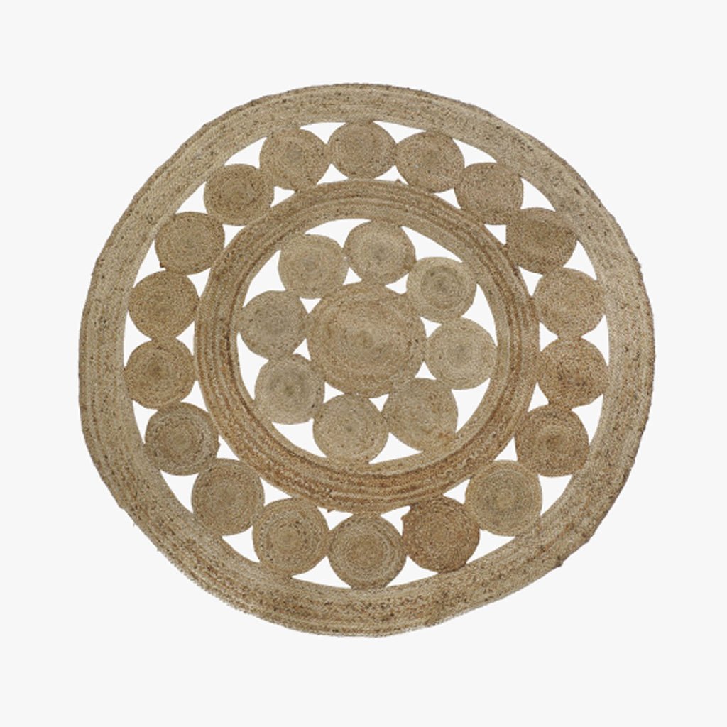 Tapete Redondo Mandala em Juta OAXACA - Gato Preto