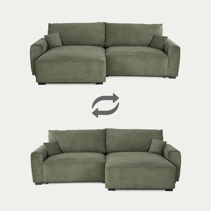 Teste - Sofá cama com chaise longue reversível verde LAUREN - Gato Preto