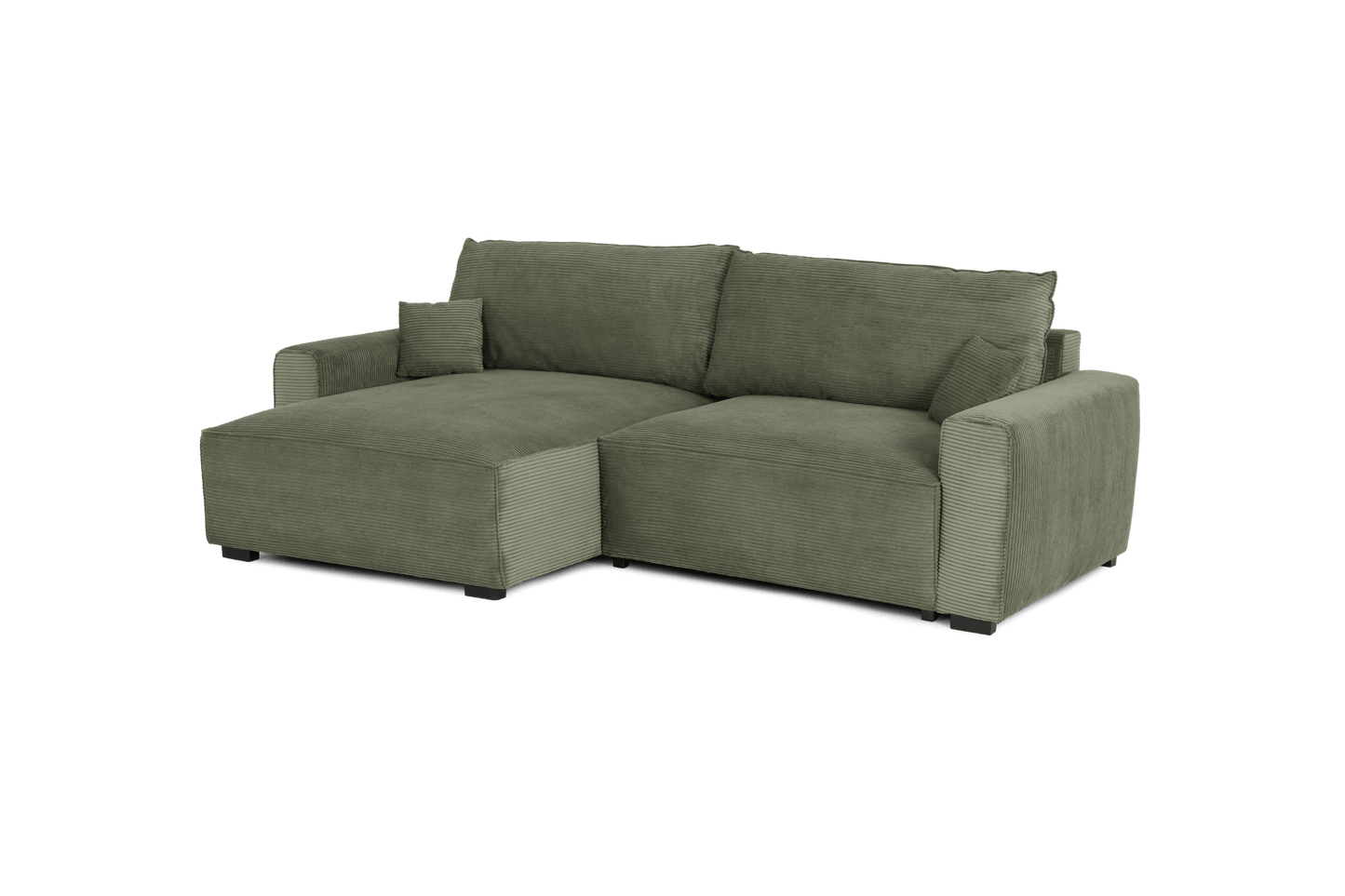 Teste - Sofá cama com chaise longue reversível verde LAUREN - Gato Preto