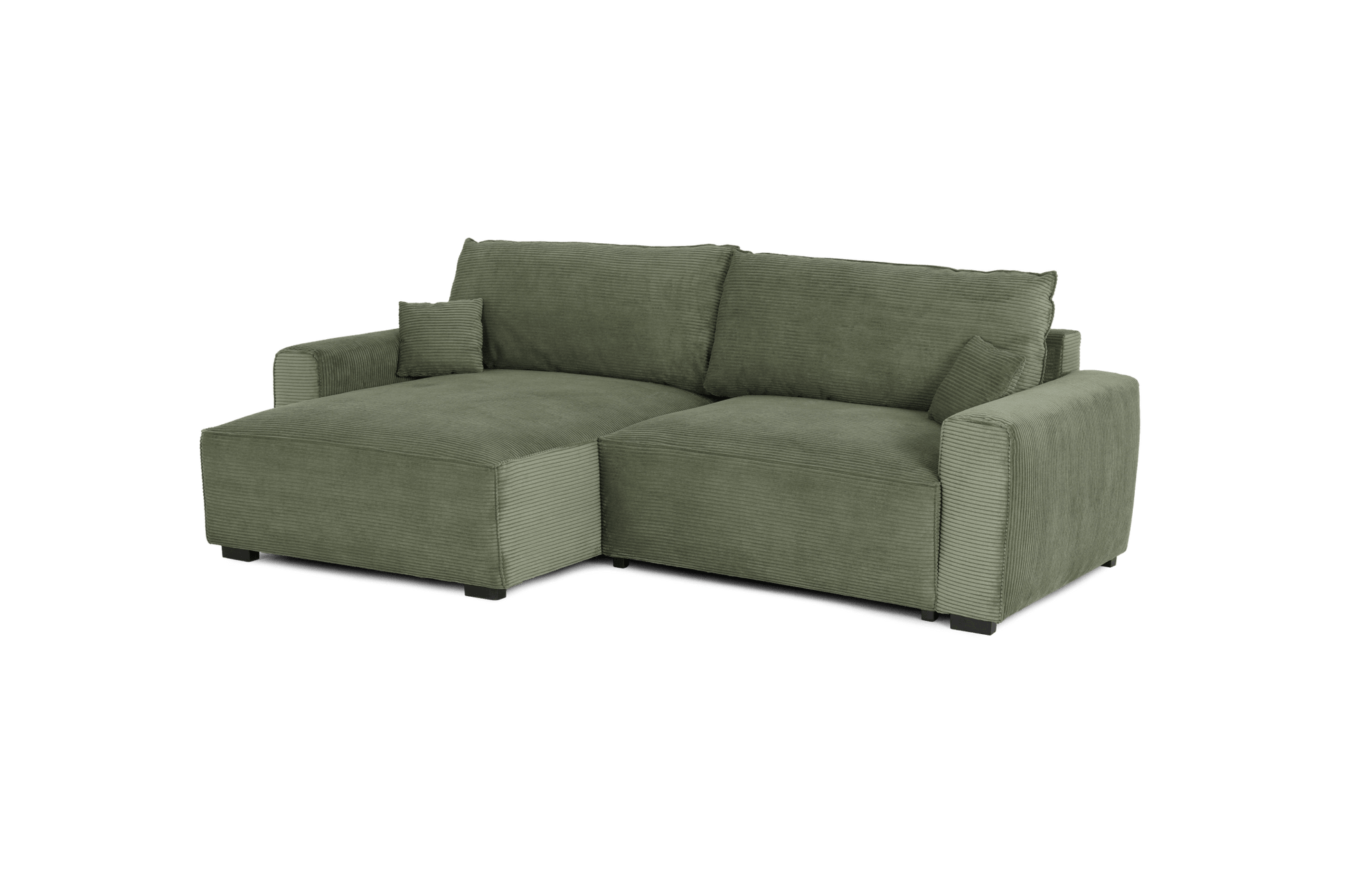 Teste - Sofá cama com chaise longue reversível verde LAUREN - Gato Preto