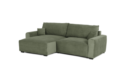 Teste - Sofá cama com chaise longue reversível verde LAUREN - Gato Preto