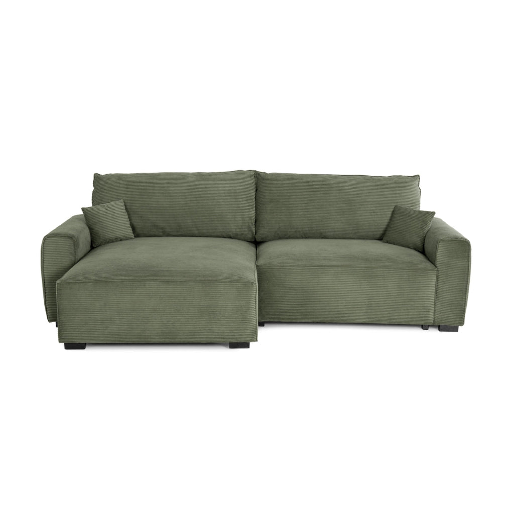 Teste - Sofá cama com chaise longue reversível verde LAUREN - Gato Preto