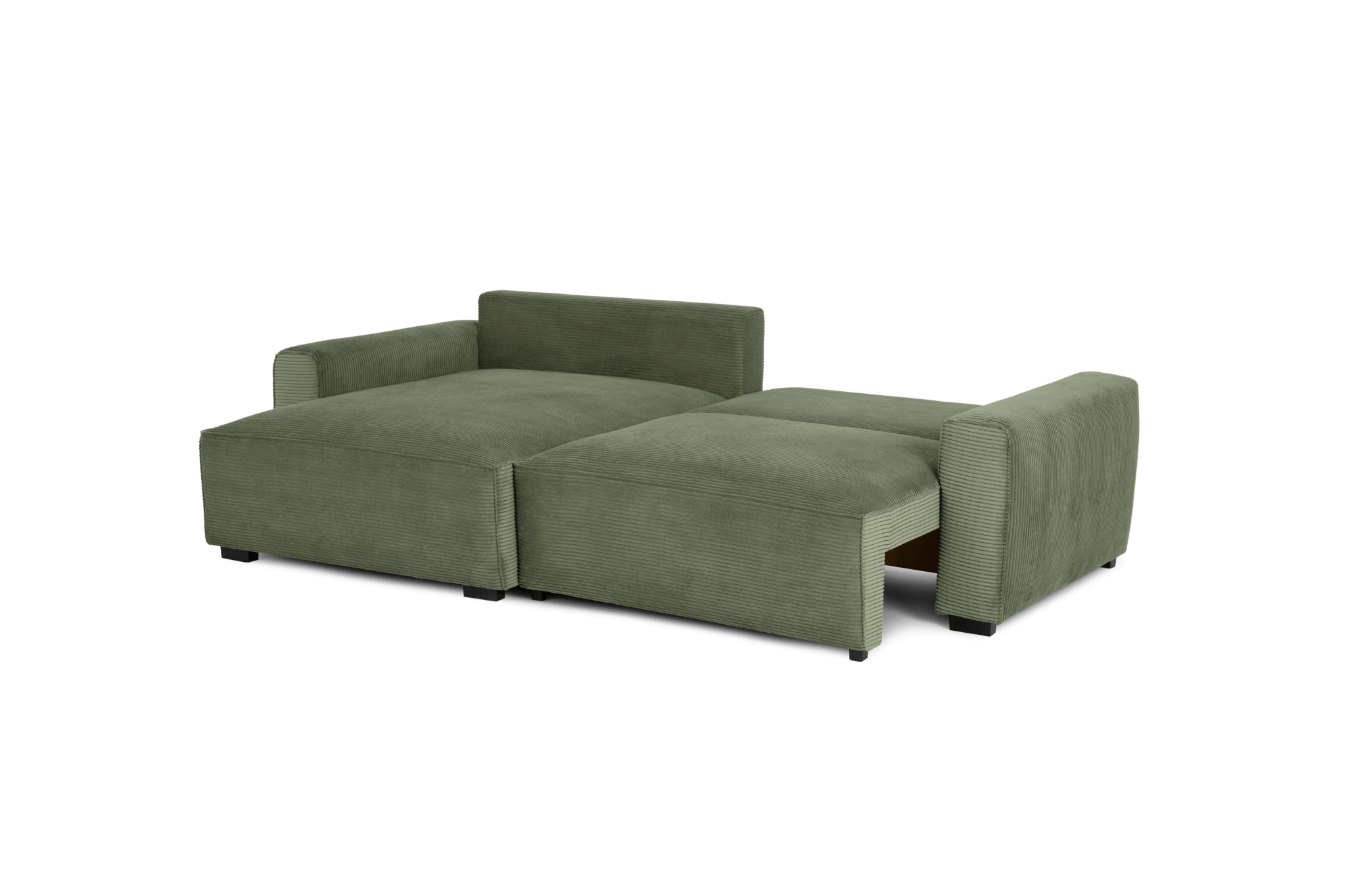 Teste - Sofá cama com chaise longue reversível verde LAUREN - Gato Preto