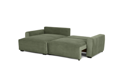 Teste - Sofá cama com chaise longue reversível verde LAUREN - Gato Preto