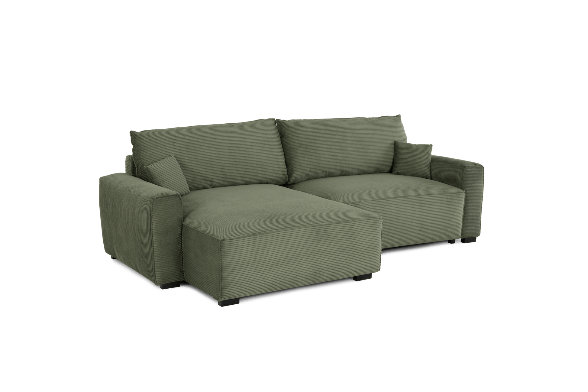 Teste - Sofá cama com chaise longue reversível verde LAUREN - Gato Preto