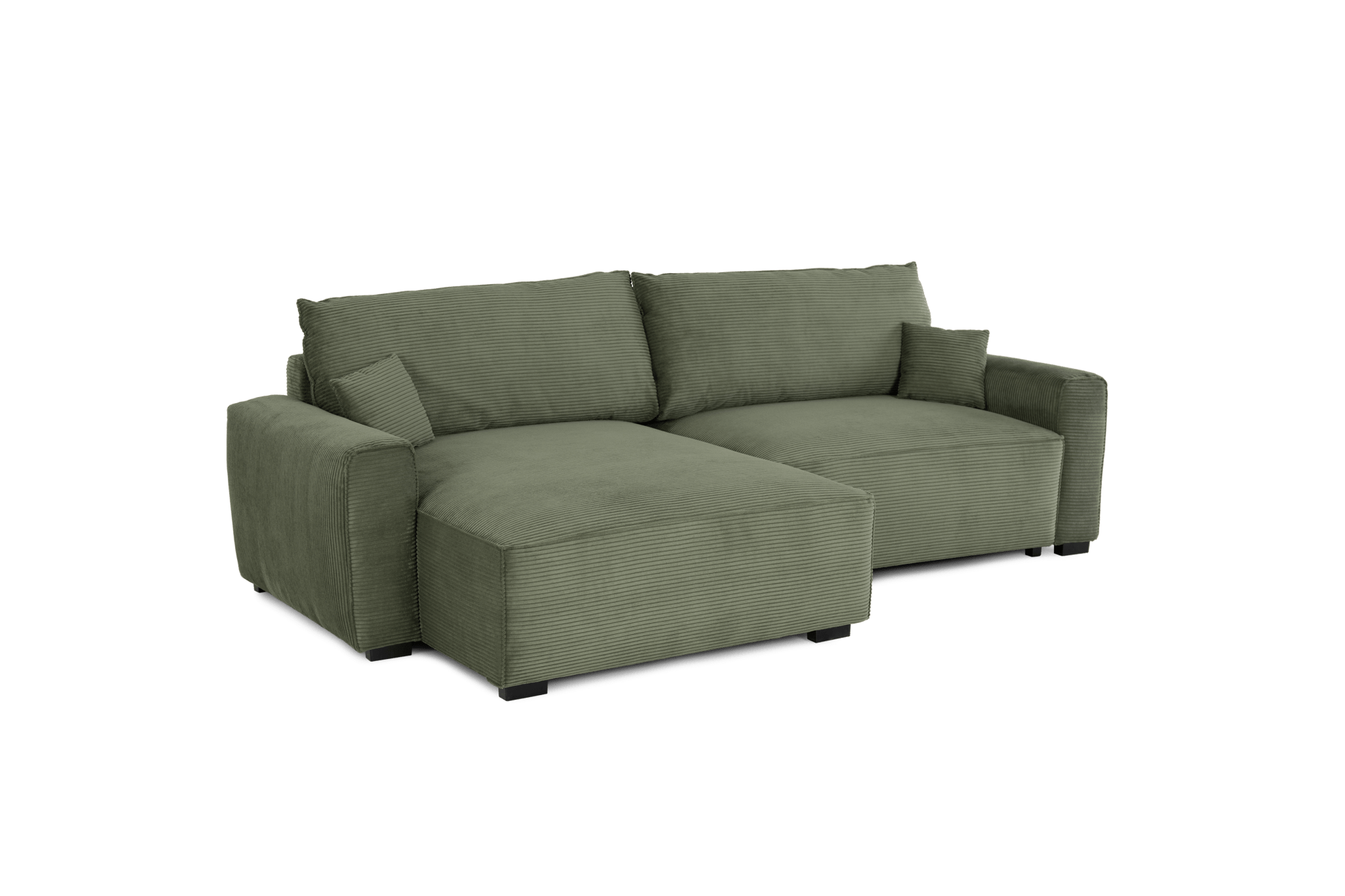 Teste - Sofá cama com chaise longue reversível verde LAUREN - Gato Preto