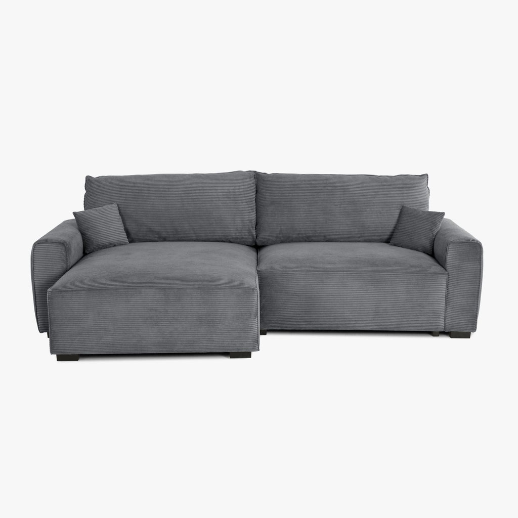 Teste - Sofá cama com chaise longue reversível verde LAUREN - Gato Preto