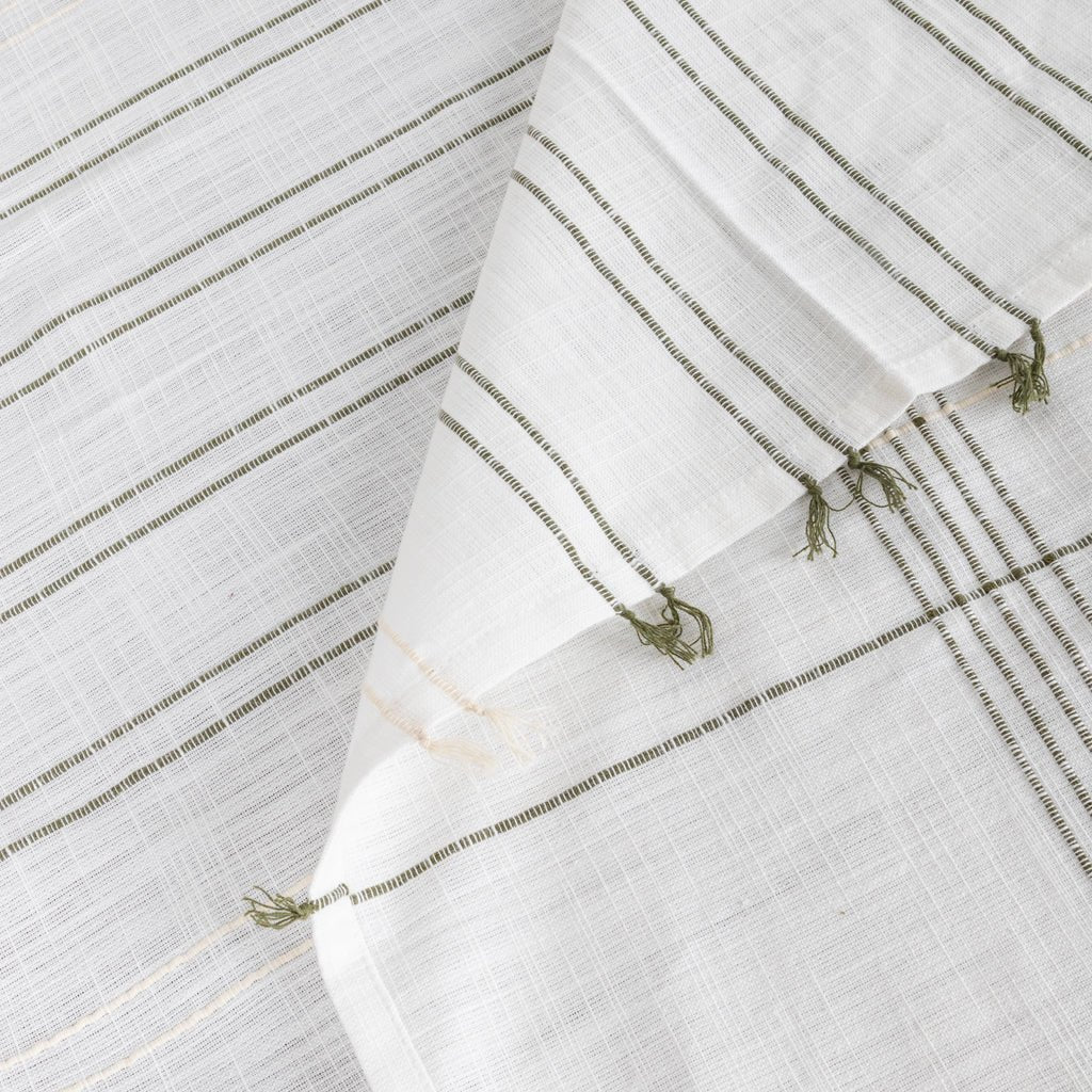 Toalha de Algodão com Franjas Bege e Verde 160x250 SOFT NATURE - Gato Preto