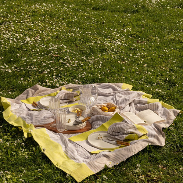 Toalha de Algodão Riscas Amarelo e Bege 160x250 KERALA - Gato Preto