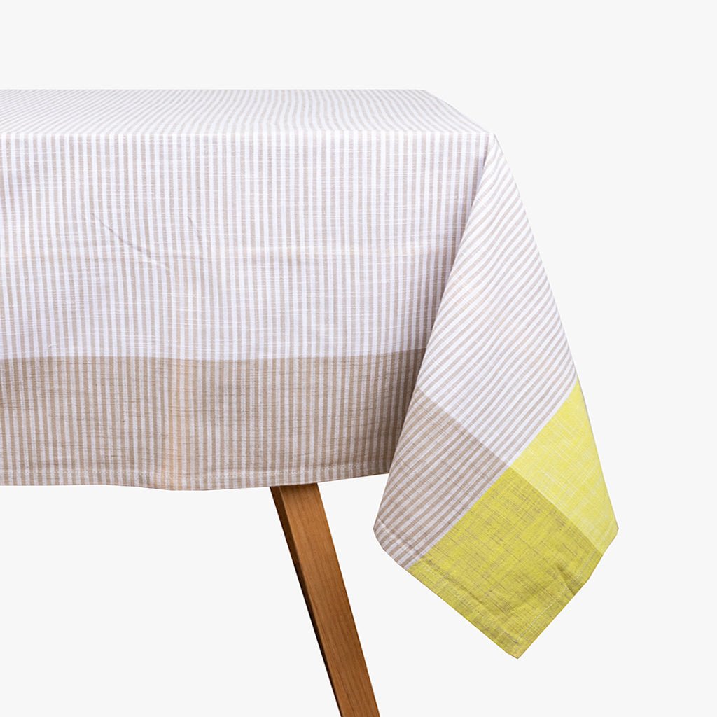 Toalha de Algodão Riscas Amarelo e Bege 160x250 KERALA - Gato Preto