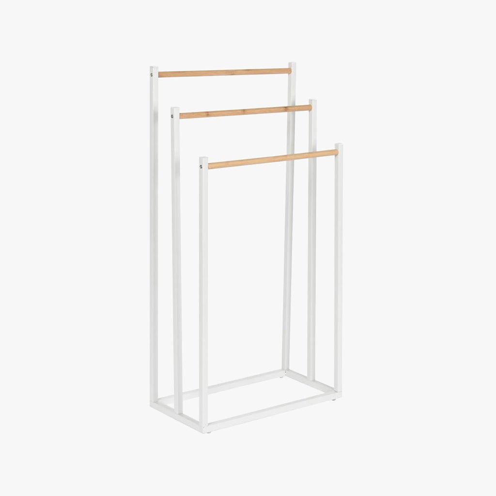 Toalheiro de Metal e Bambu 45x22x85 CLEAR - Gato Preto