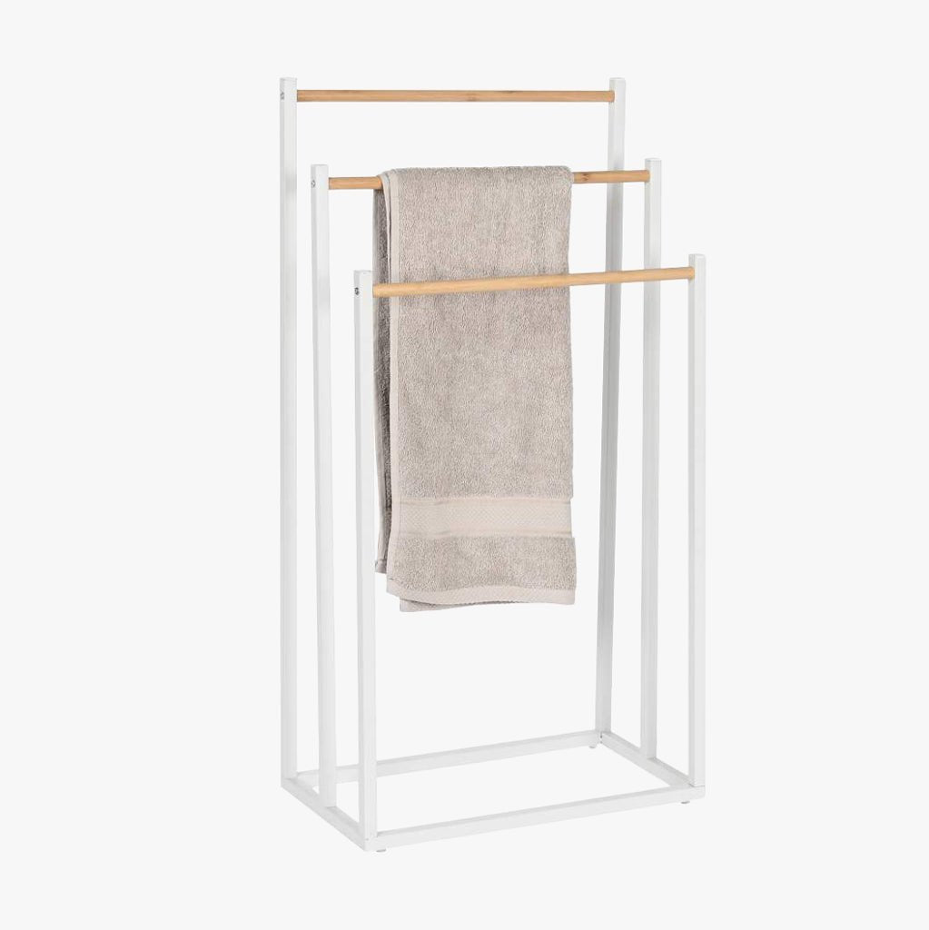 Toalheiro de Metal e Bambu 45x22x85 CLEAR - Gato Preto