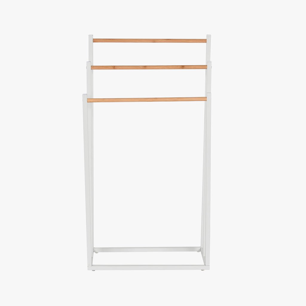 Toalheiro de Metal e Bambu 45x22x85 CLEAR - Gato Preto