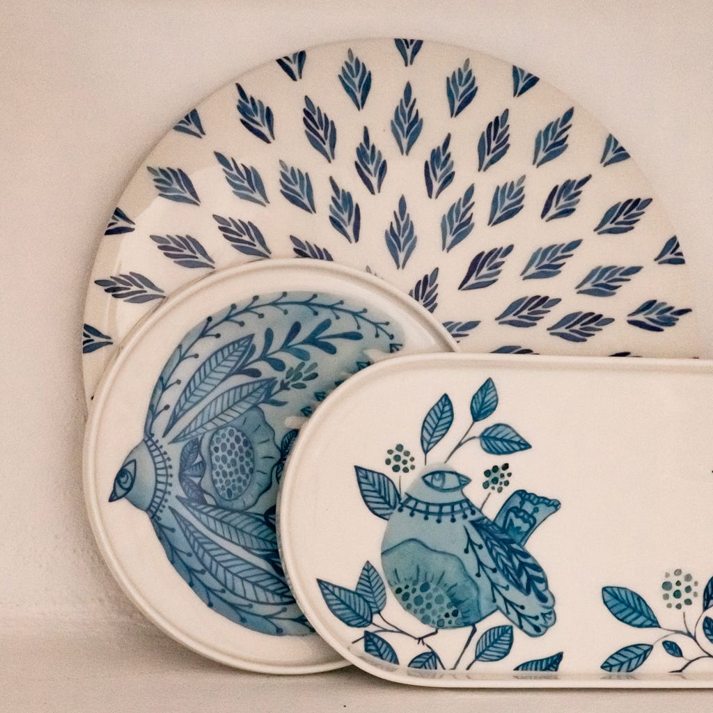 Travessa Oval BLUE BIRD - Gato Preto